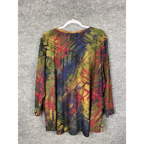 Calessa Plus Size 3X Burnout Tie-Dye Knit Crew Neck 34 Sleeve Asymmetric Dipped - Picture 7 of 11